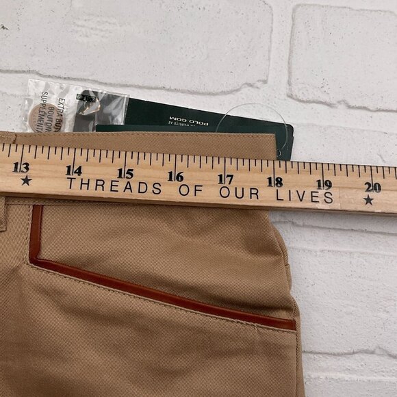 Lauren Ralph Lauren Pants Womens 14 Tan Stretch Trim Preppy Equestrian NWT - Picture 7 of 12